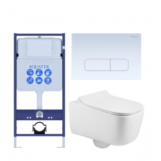 Комплект инсталляции с подвесным унитазом AQUATEK с сиденьем и кнопкой SET AQUATEK ЛУГАНО-013 4в1 Комплект инсталляции с подвесным унитазом AQUATEK с сиденьем и кнопкой SET AQUATEK ЛУГАНО-013 4в1